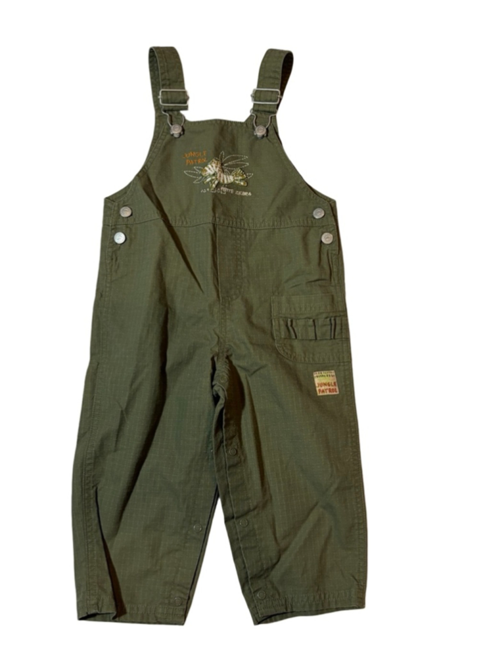 Absorba Baby Overalls Jungle Safari Green Cotton Embroidered 24M